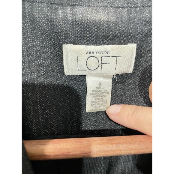 Ann Taylor Loft Women Size 2 Blazer Jacket Black Three Button Fully Lined Cotton - Picture 2 of 7